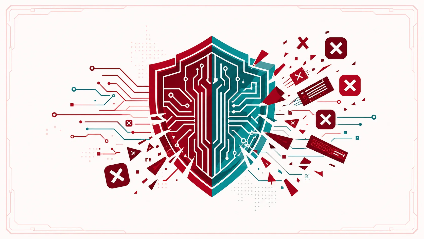 デジタル広告の干渉からネットワークを守る盾を表現したイラスト